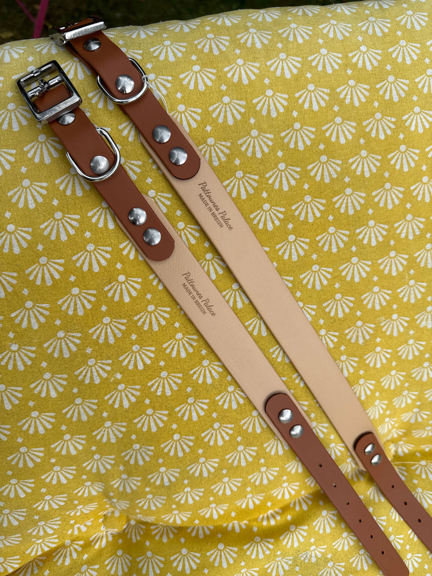 Collier Duo en Biothane- Or light & Camel