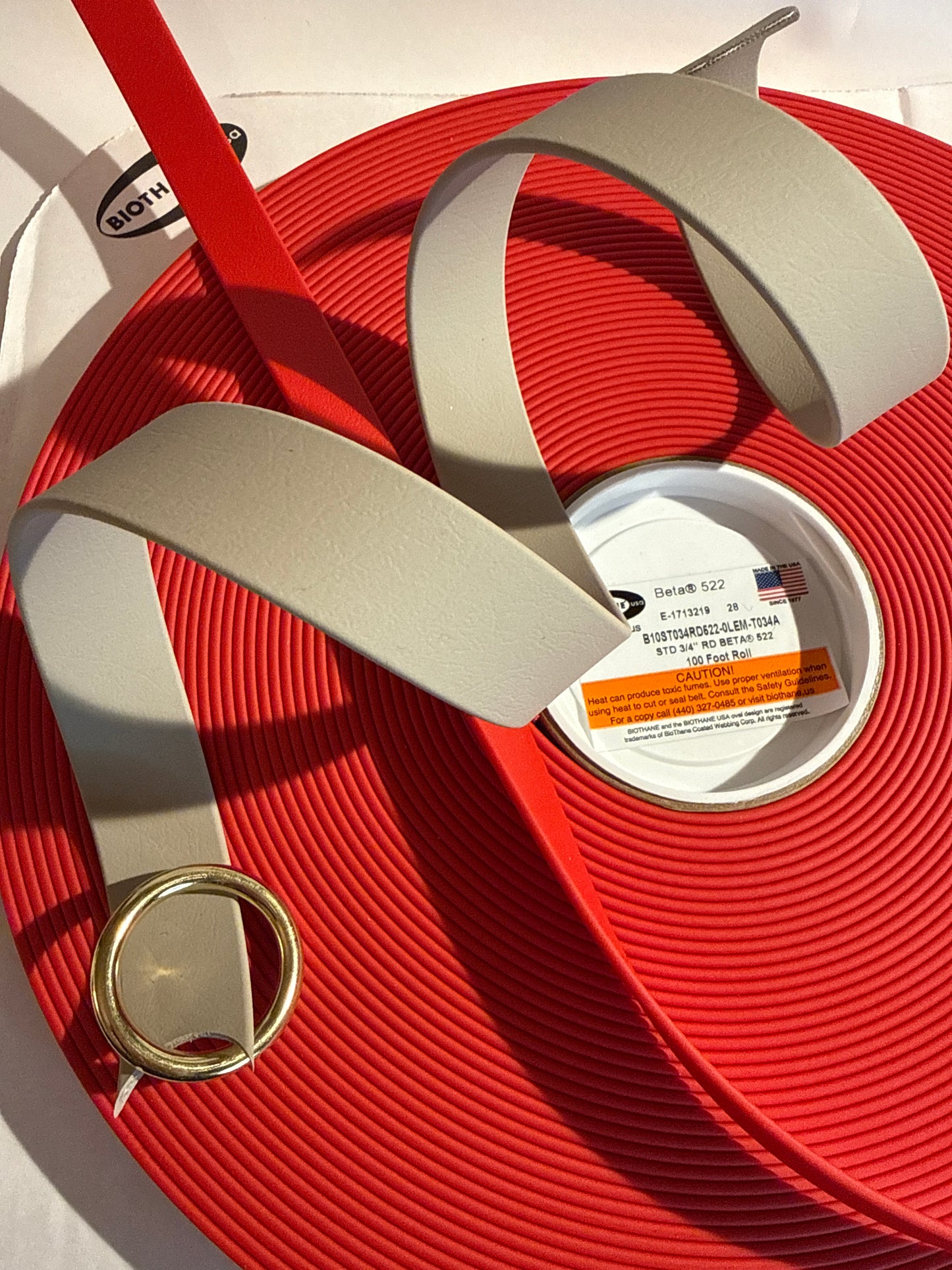 Laisse kit main libre -Biothane- rouge et gris taupe