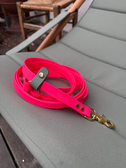 Laisse kit main libre - Biothane - Rose néon & vert sauge