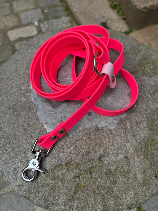 Laisse kit main libre -Biothane- Rose néon
