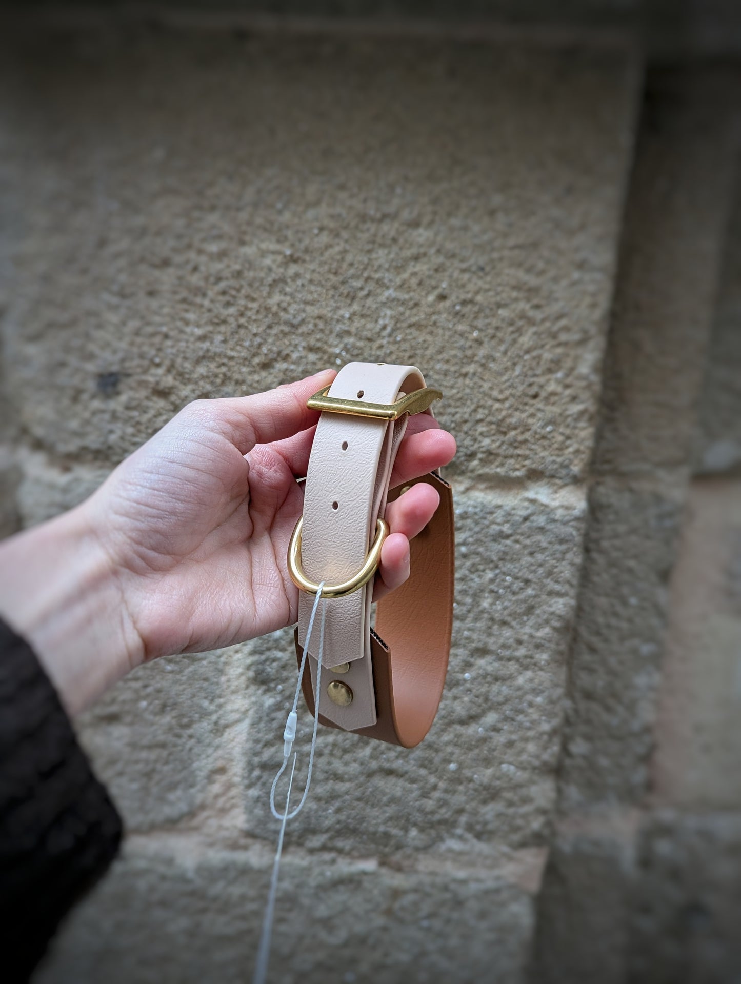 Collier Biothane Duo - Camel & Nude - Grand Chien