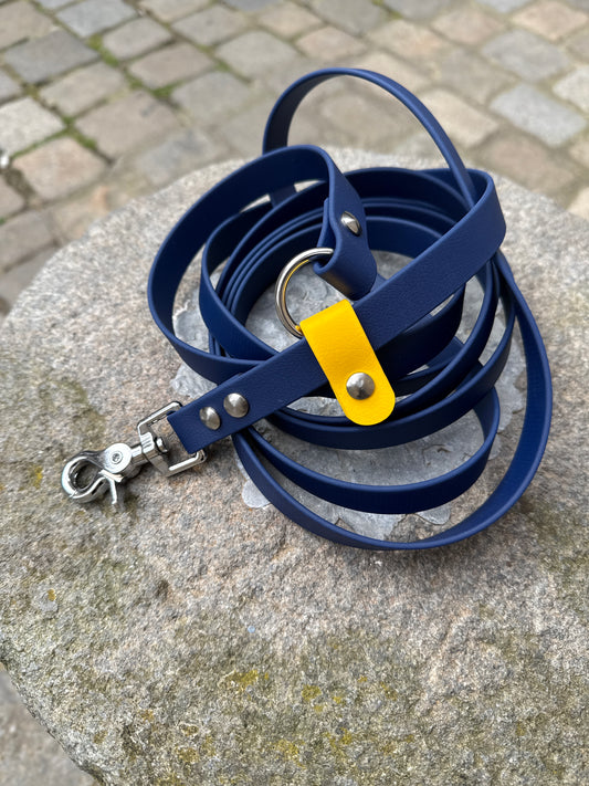 Laisse kit main libre -Biothane- Navy et jaune