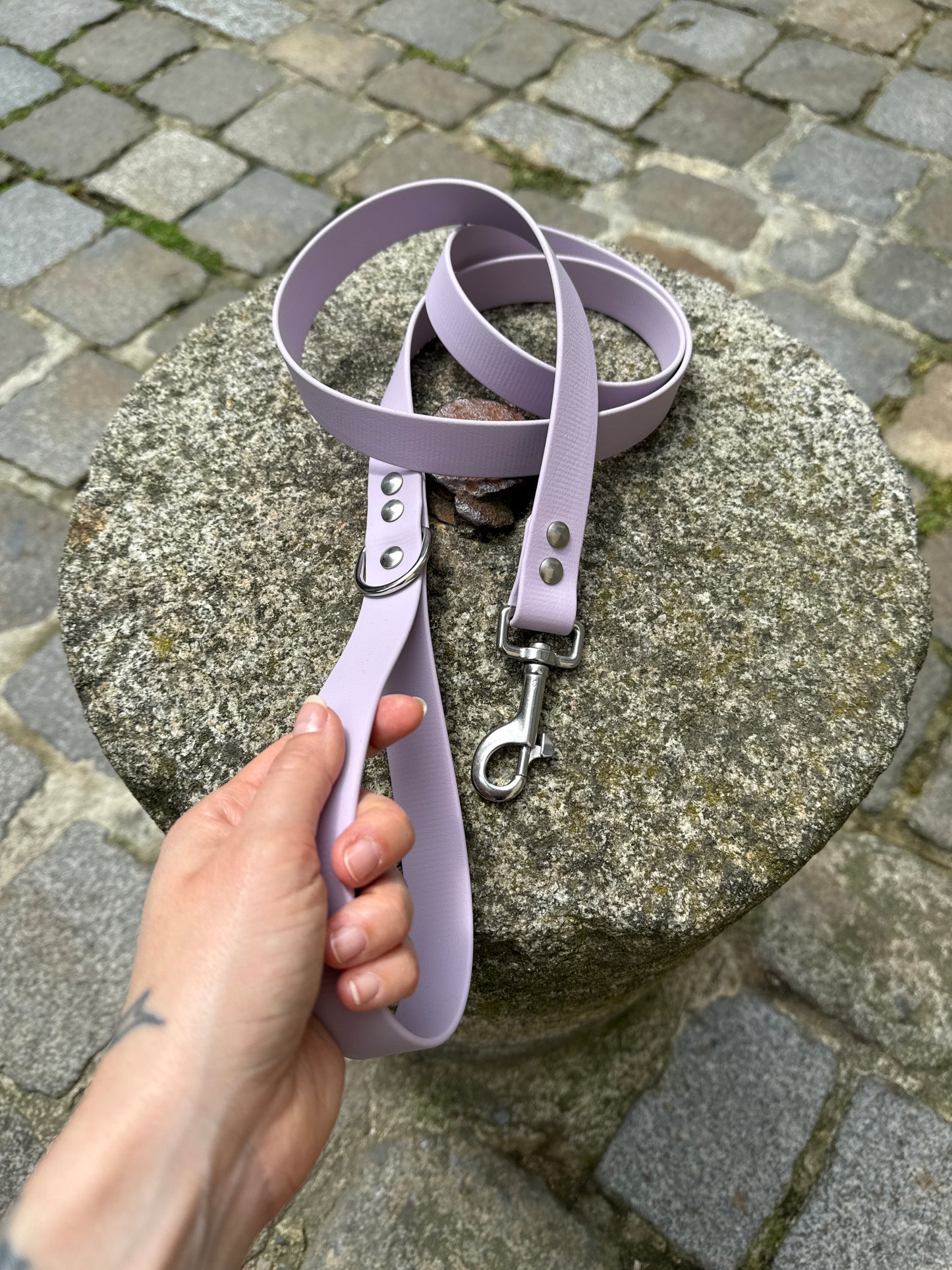 Laisse essentielle large-Biothane-Lilas