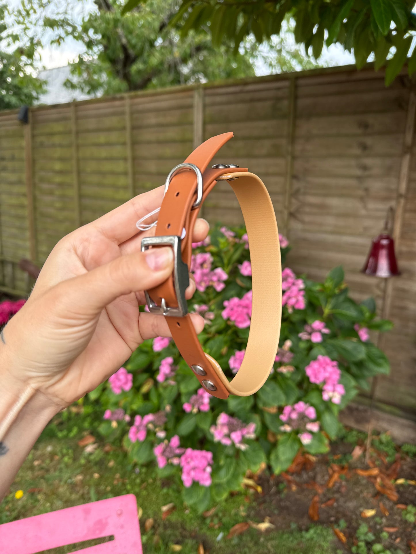 Collier Duo en Biothane- Or light & Camel