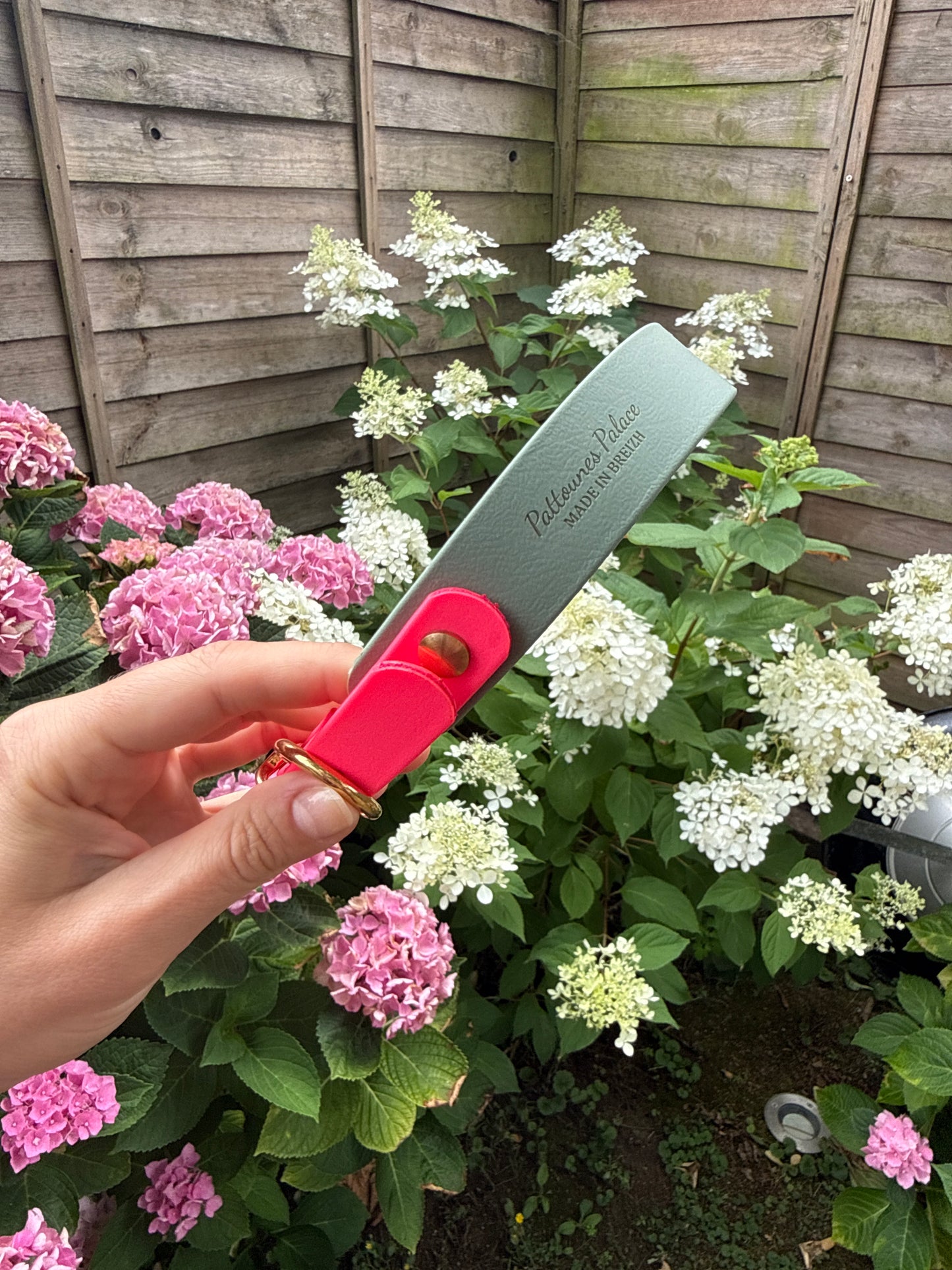 Collier Duo en Biothane- Rose néon & vert sauge