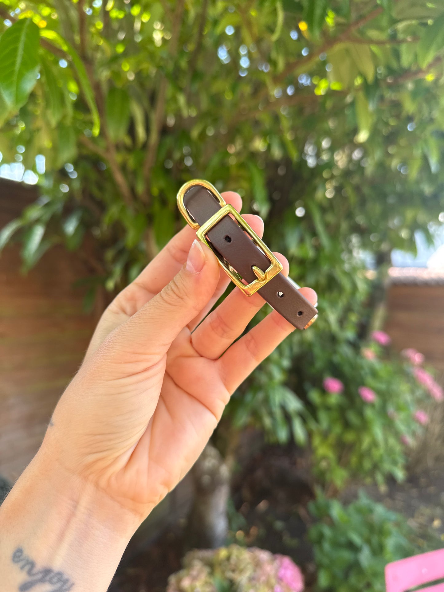 Collier Duo Mini -Biothane marron foncé & léopard