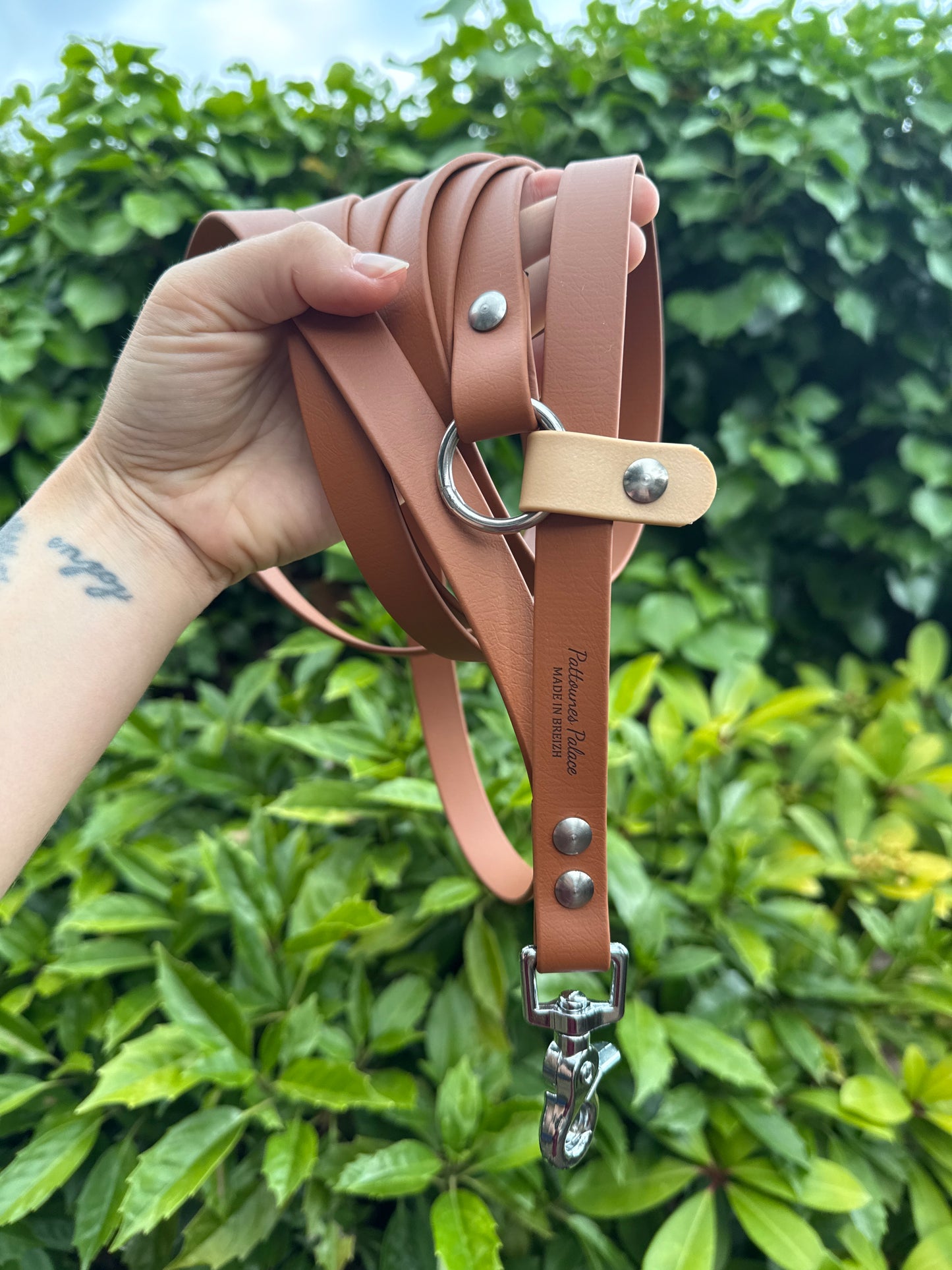Laisse kit main libre - Biothane - Camel & Or light