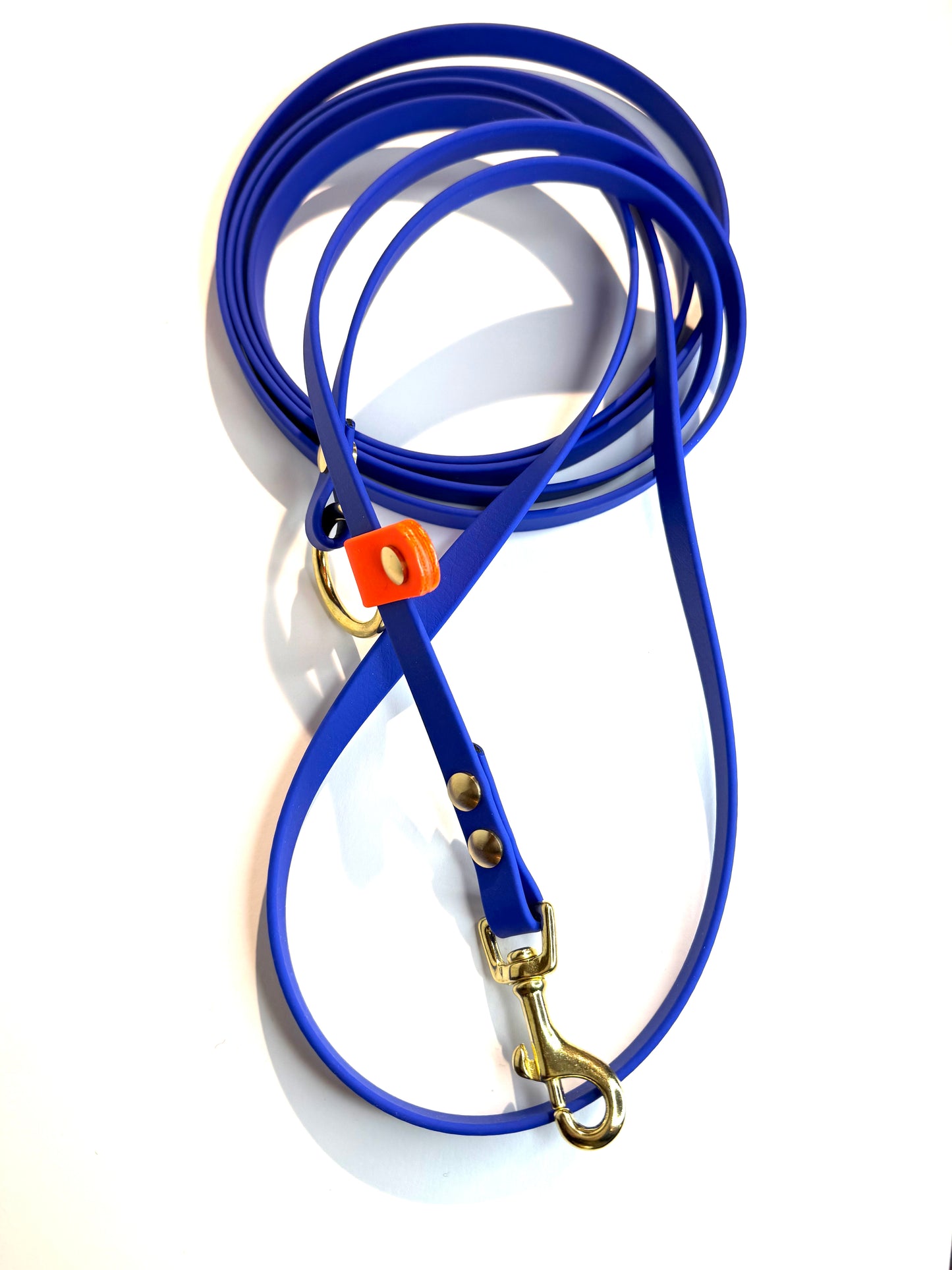 Laisse Kit Main Libre MINI -Biothane- bleu roi et orange néon