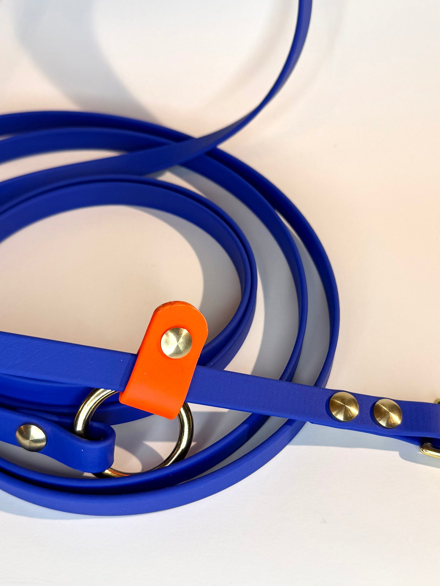 Laisse Kit Main Libre MINI -Biothane- bleu roi et orange néon