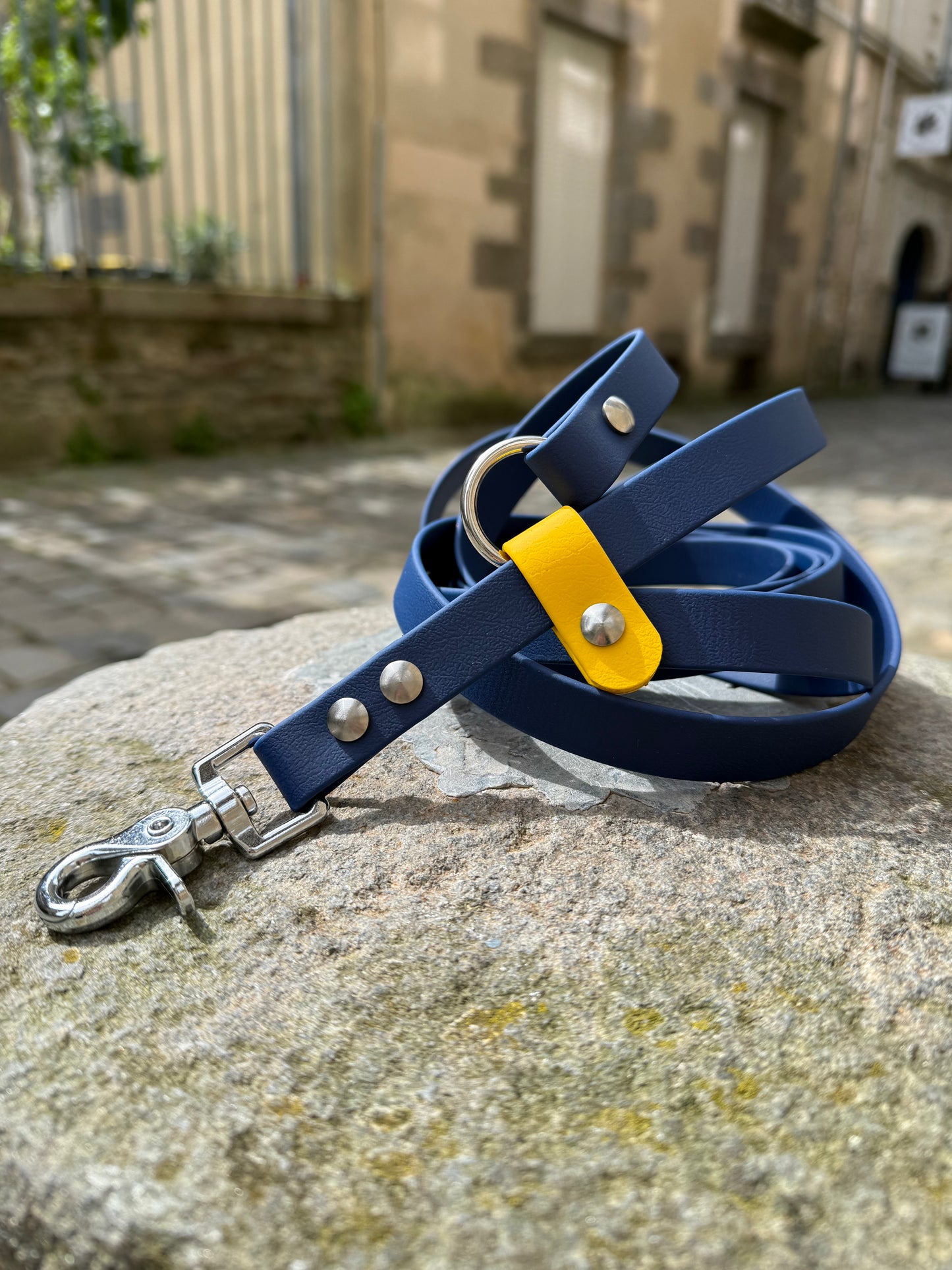 Laisse kit main libre -Biothane- Navy et jaune