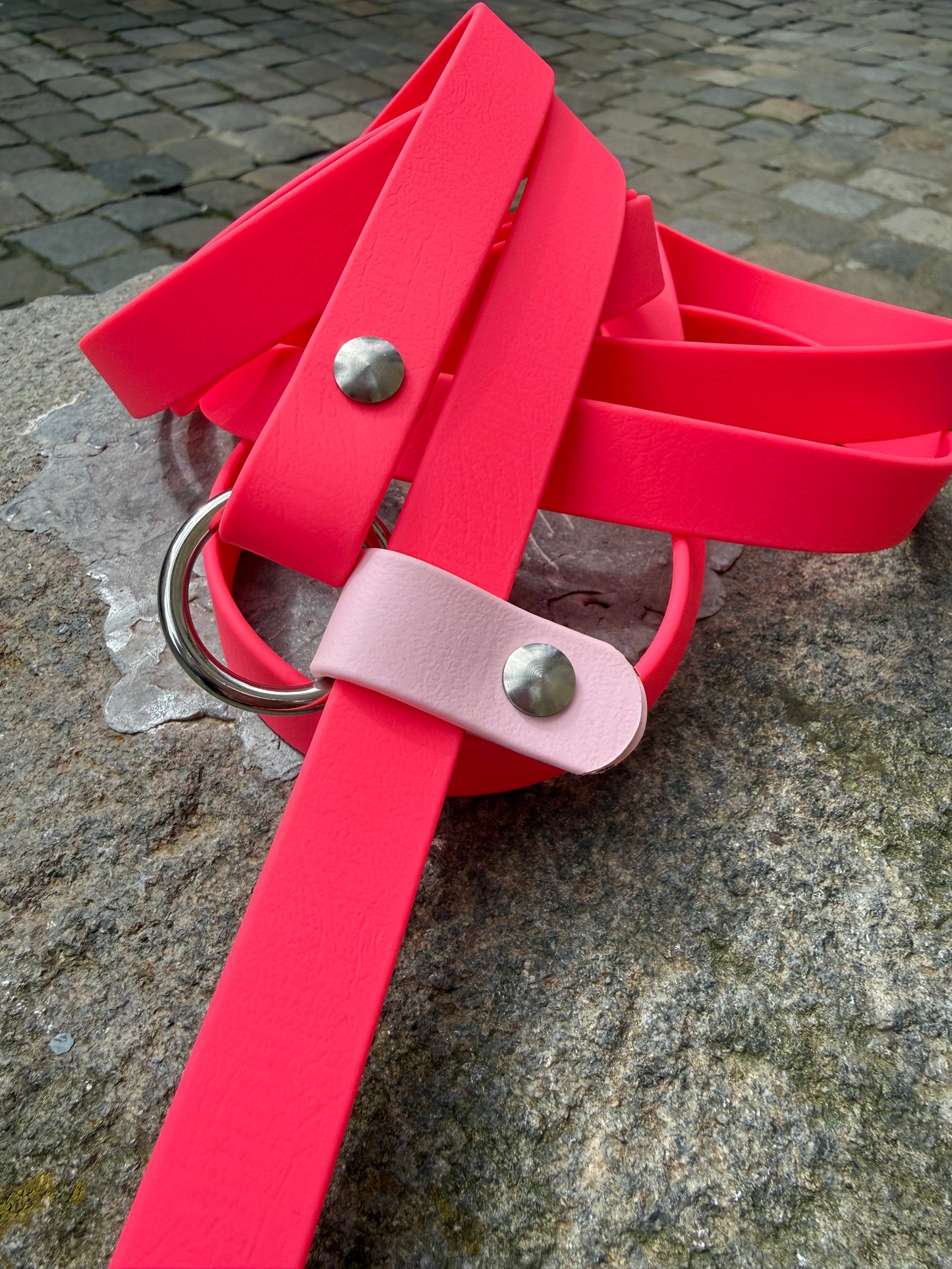 Laisse kit main libre -Biothane- Rose néon