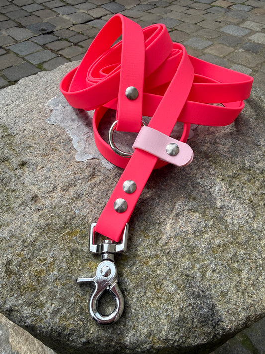 Laisse kit main libre -Biothane- Rose néon