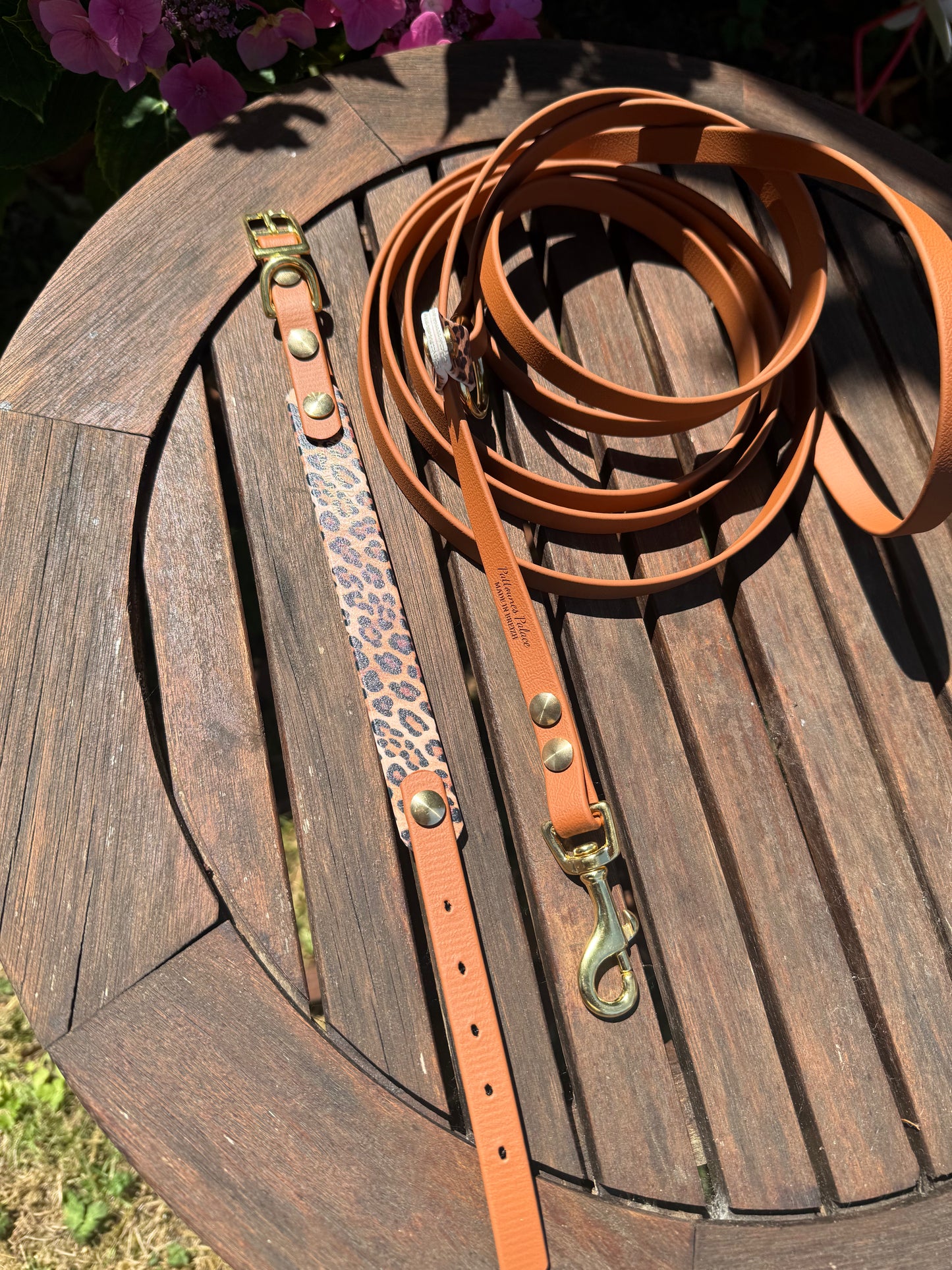 Collier Duo Mini -Biothane Camel & léopard