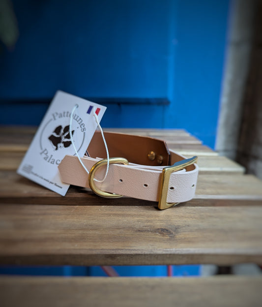 Collier Biothane Duo - Camel & Nude - Grand Chien