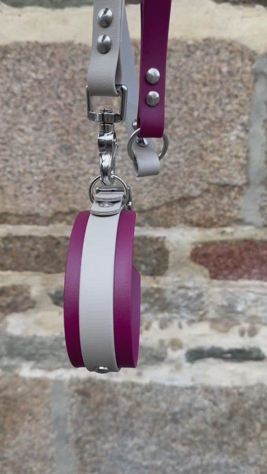 Ensemble Laisse Essentielle et Collier Taupe / Lie de Vin - Lévrier